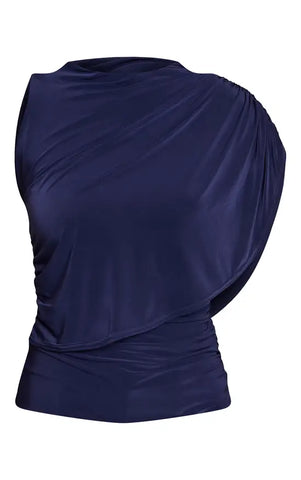 Double Layer Slinky Cape Detail Long Top