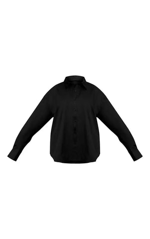 Navy Cotton Multi Button Cinched Shirt