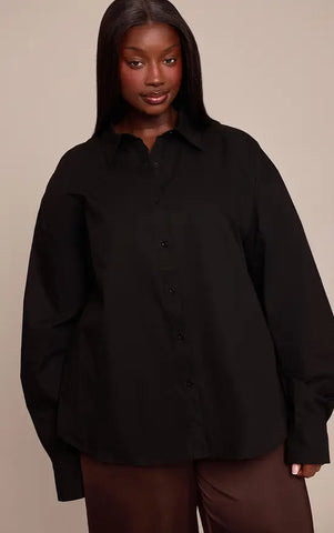 Navy Cotton Multi Button Cinched Shirt