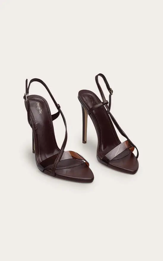 Chocolate Perspex High Heeled Sling Back