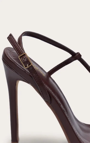 Chocolate Perspex High Heeled Sling Back