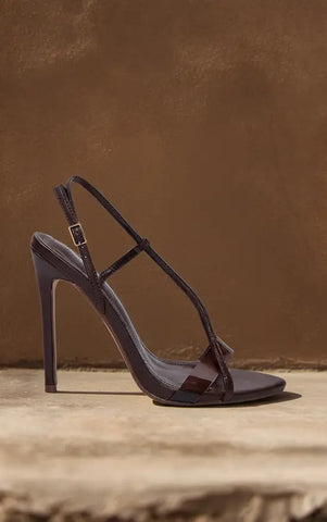 Chocolate Perspex High Heeled Sling Back