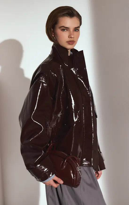 High Shine Funnel Neck Jacket