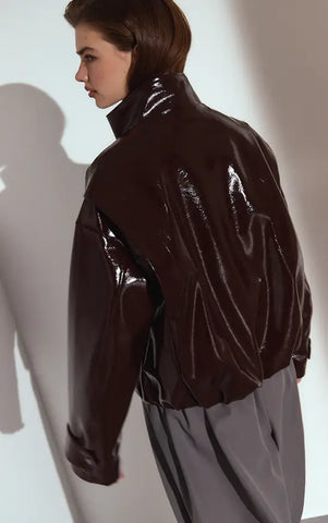 High Shine Funnel Neck Jacket
