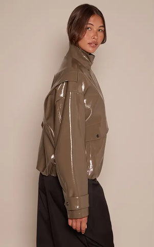 High Shine Funnel Neck Jacket