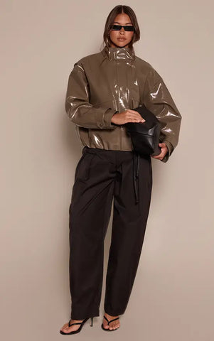 High Shine Funnel Neck Jacket
