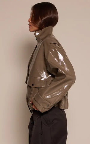 High Shine Funnel Neck Jacket