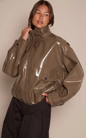 High Shine Funnel Neck Jacket