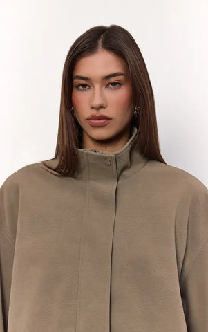 Peached PU Funnel Jacket