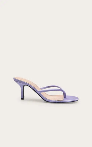 Satin Toe Thong Heeled Mules