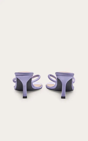 Satin Toe Thong Heeled Mules