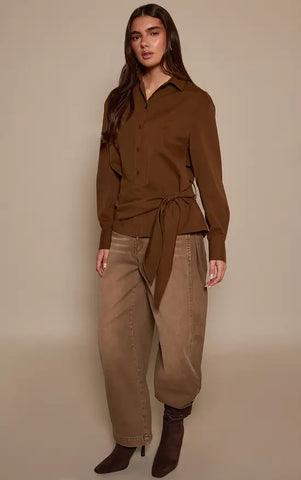 Oversized Wrap Waist Shirt