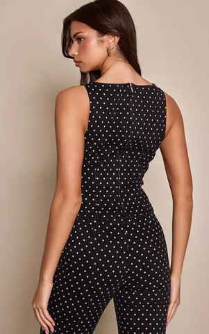 Black Denim Polka Dot Sleeveless Top