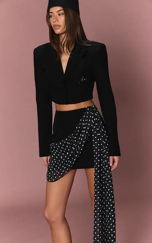 Polka Dot Drape Mini Skirt