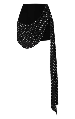 Polka Dot Drape Mini Skirt