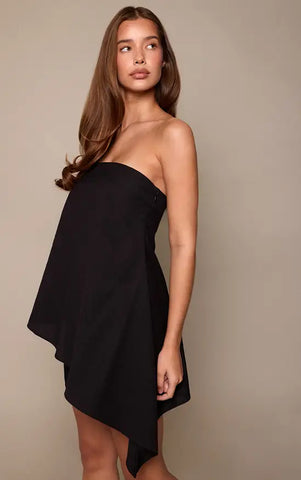 Linen Look Bandeau Asymmetric Hem Floaty Long Top