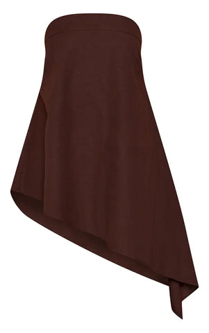 Linen Look Bandeau Asymmetric Hem Floaty Long Top
