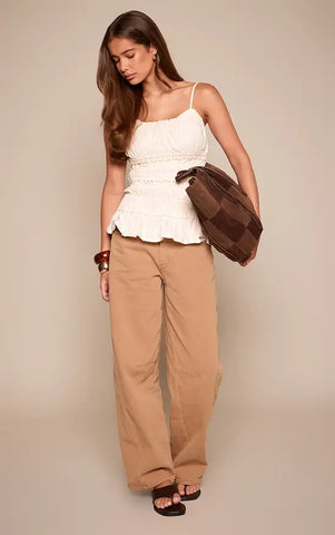 Linen Look Shirred Cami Top