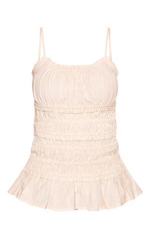 Linen Look Shirred Cami Top
