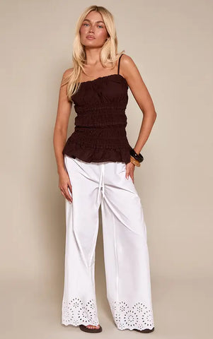 Linen Look Shirred Cami Top