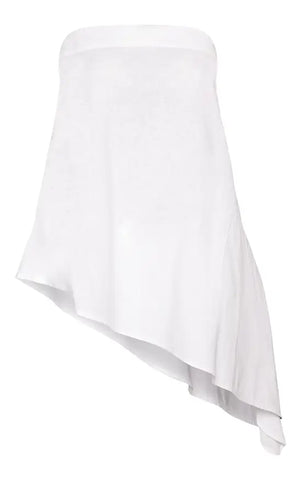 Linen Look Bandeau Asymmetric Hem Floaty Long Top