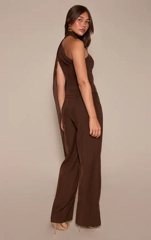 Tailored Woven Shoulder Cape Top and Trousers