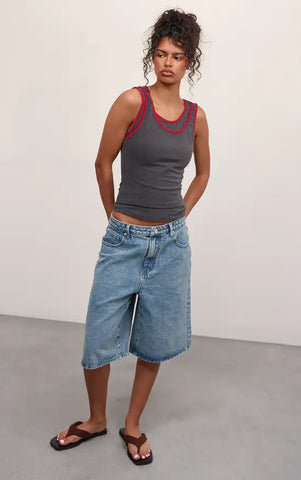 Contrast Soft Stretch Vest Top