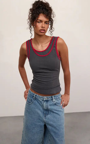 Contrast Soft Stretch Vest Top