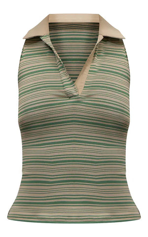 Stripe Sleeveless Rugby Style Top