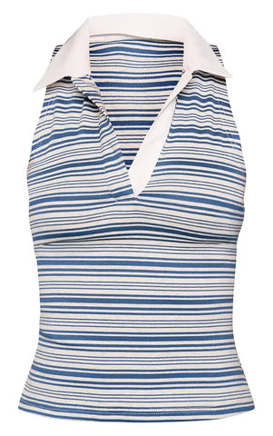 Stripe Sleeveless Rugby Style Top