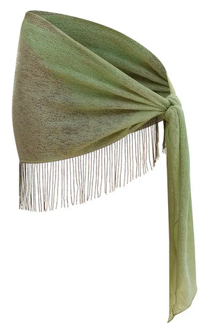 Lime Tassel Hem Beach Sarong