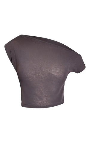 Charcoal Double Layer Sheer Knit Tank Top