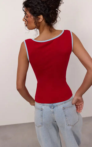 Contrast Soft Stretch Vest Top