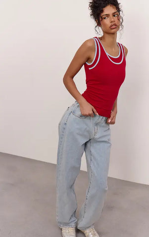 Contrast Soft Stretch Vest Top