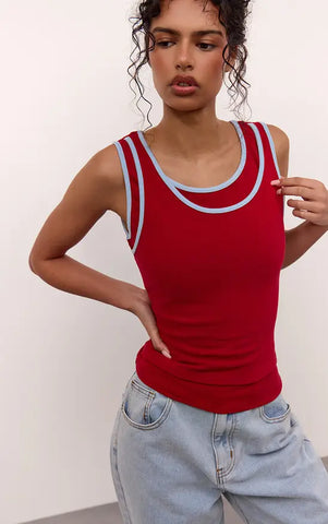 Contrast Soft Stretch Vest Top