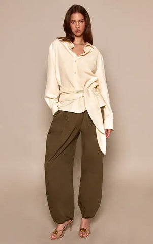 Oversized Wrap Waist Shirt