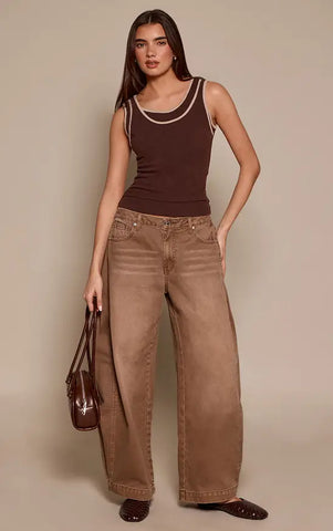 Contrast Soft Stretch Vest Top