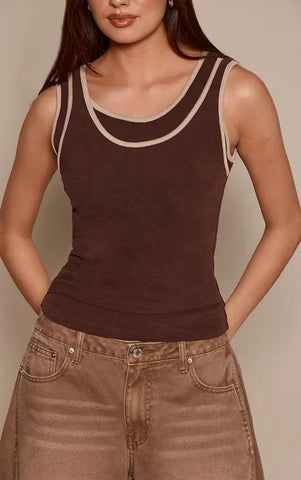 Contrast Soft Stretch Vest Top