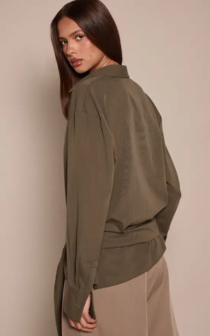 Oversized Wrap Waist Shirt