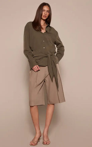 Oversized Wrap Waist Shirt