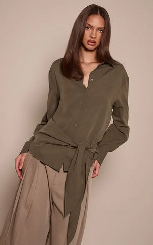 Oversized Wrap Waist Shirt