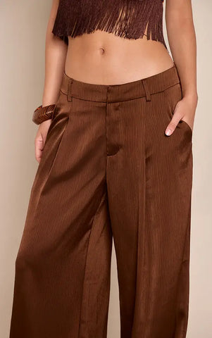 Textured Satin Double Pleat Wide Leg Trouser