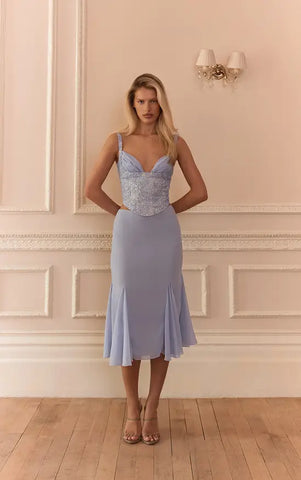Chiffon Godet Midi Skirt