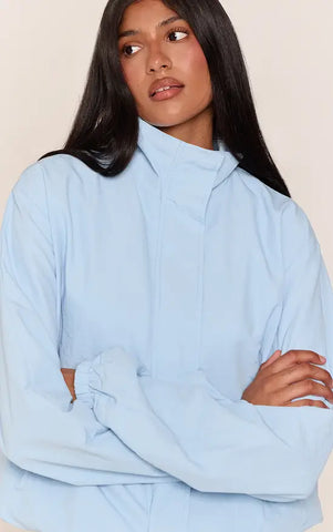Blue Shell Funnel Neck Jacket