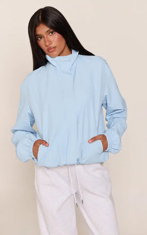 Blue Shell Funnel Neck Jacket