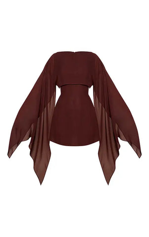 Chocolate Cape Detail Mini Dress