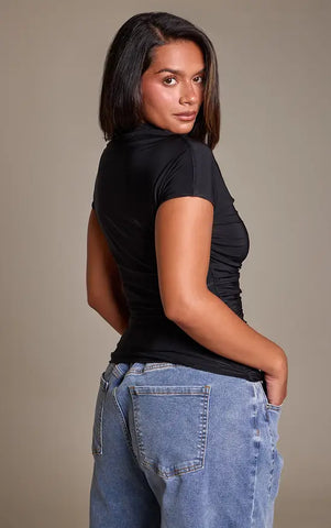 Shape Black Cut Away Detail Slinky Top