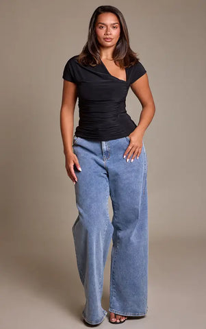 Shape Black Cut Away Detail Slinky Top