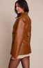 Faux Leather Cinch Waist Blazer