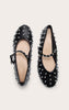 Black Leather Ballet Pump With Stud Detail